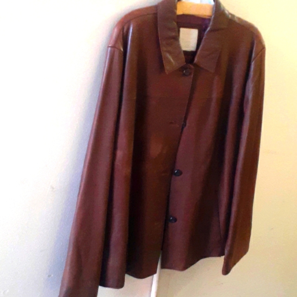 J. JILL leather jacket red / brown color AS is